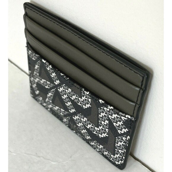 New Michael Kors Cooper Tall card case PVC with Leather Olive / Army Green Multi - Picture 2 of 3